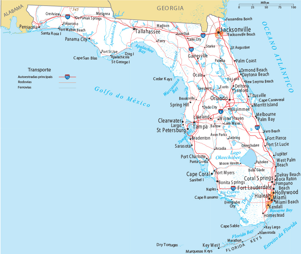 Large administrative map of Florida state with major cities | Florida ... Large administrative map of Florida state with major cities | Florida ...